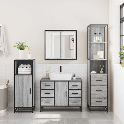 3 Piece Bathroom Furniture Set Grey Sonoma Engineered Wood