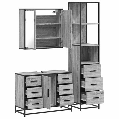 3 Piece Bathroom Furniture Set Grey Sonoma Engineered Wood