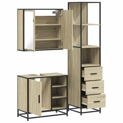 3 Piece Bathroom Furniture Set Sonoma Oak Engineered Wood