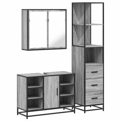 3 Piece Bathroom Furniture Set Grey Sonoma Engineered Wood