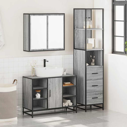 3 Piece Bathroom Furniture Set Grey Sonoma Engineered Wood