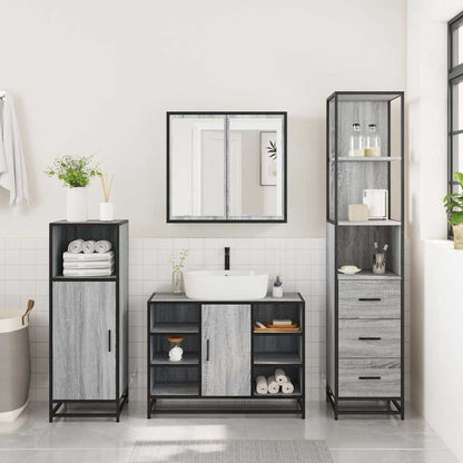 3 Piece Bathroom Furniture Set Grey Sonoma Engineered Wood