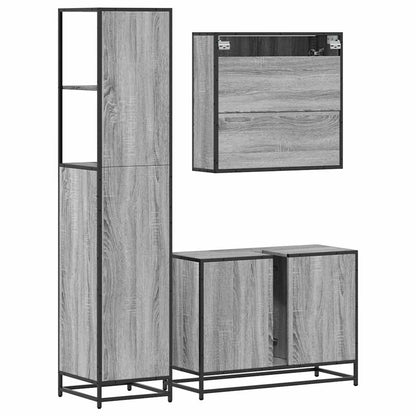 3 Piece Bathroom Furniture Set Grey Sonoma Engineered Wood