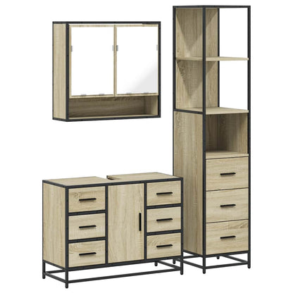 3 Piece Bathroom Furniture Set Sonoma Oak Engineered Wood