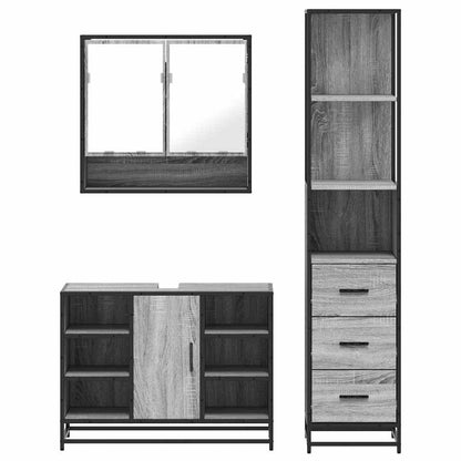 3 Piece Bathroom Furniture Set Grey Sonoma Engineered Wood