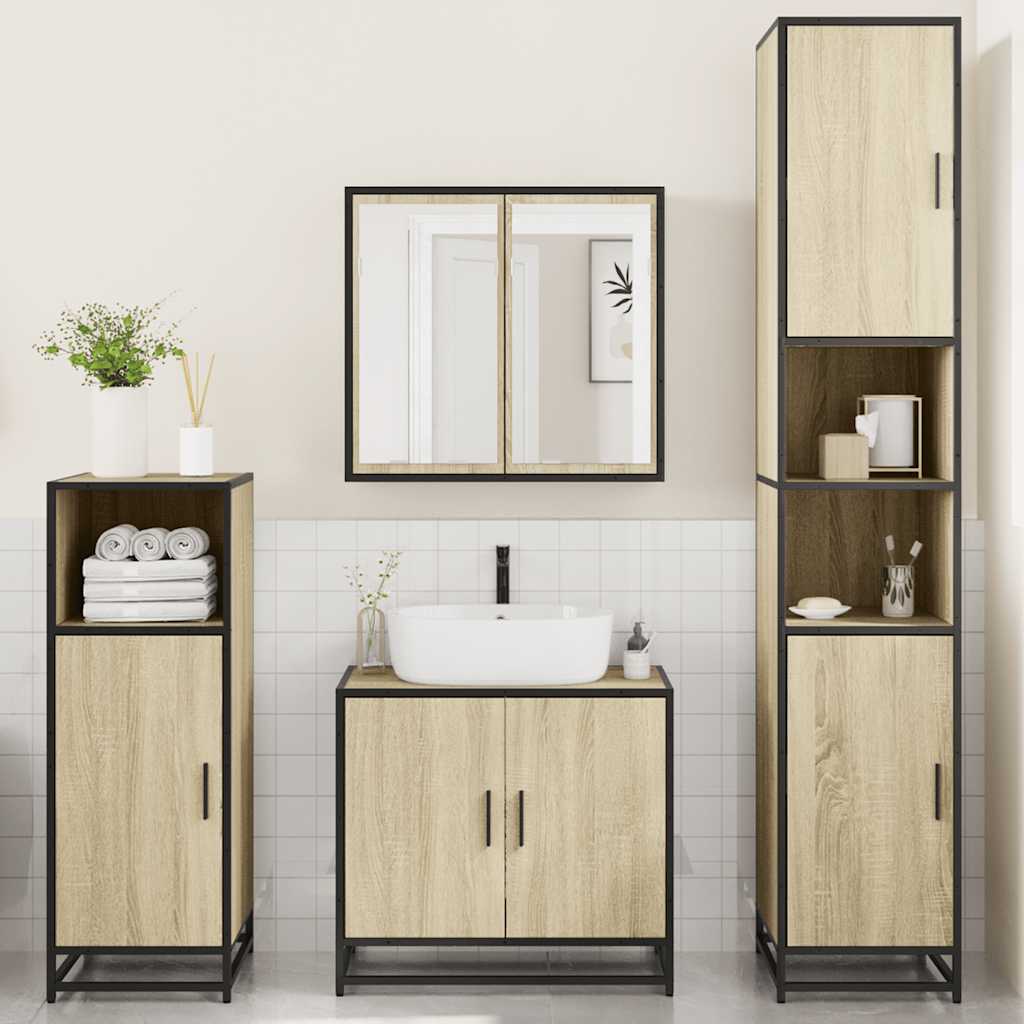 4 Piece Bathroom Furniture Set Sonoma Oak Engineered Wood