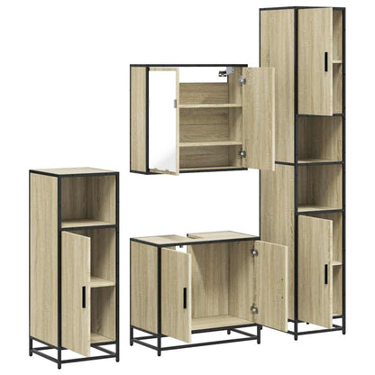 4 Piece Bathroom Furniture Set Sonoma Oak Engineered Wood