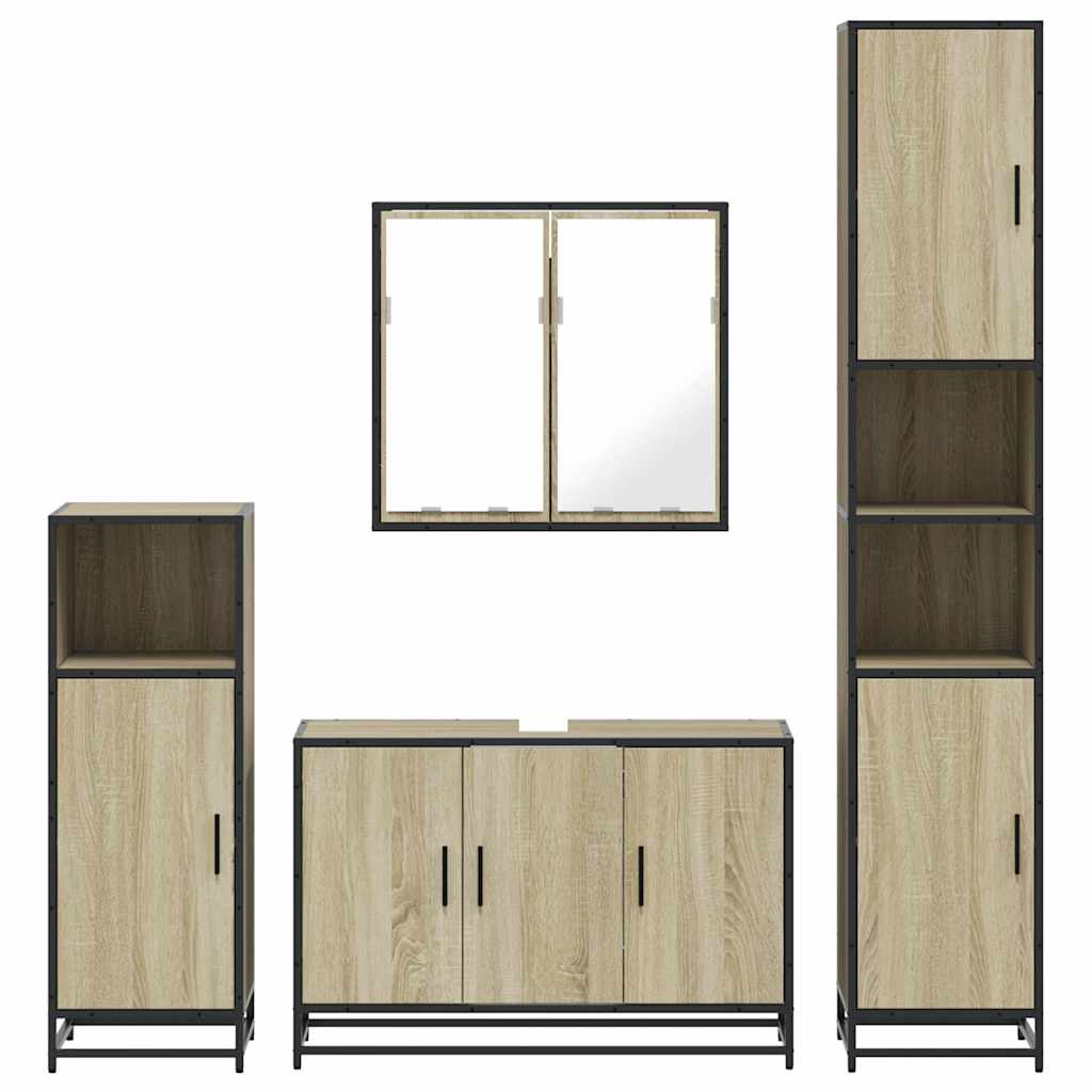 4 Piece Bathroom Furniture Set Sonoma Oak Engineered Wood