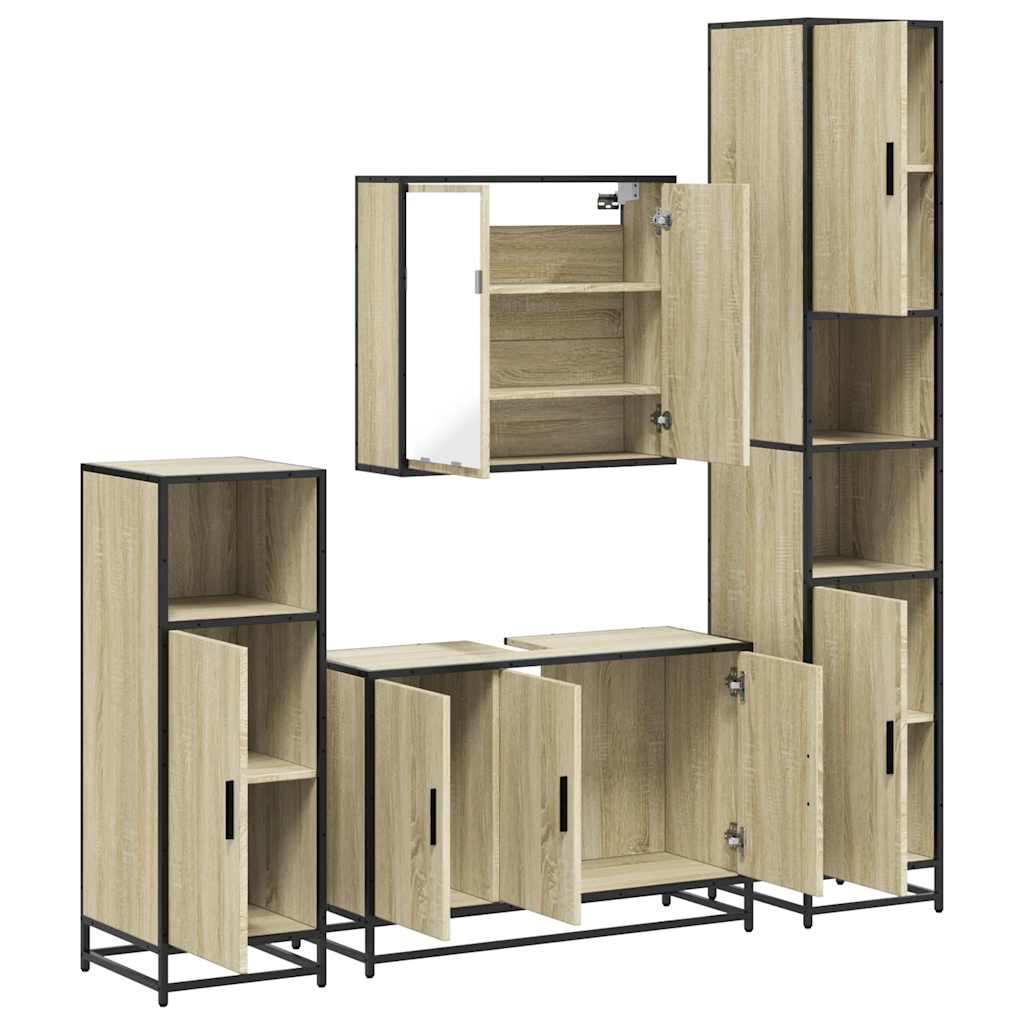 4 Piece Bathroom Furniture Set Sonoma Oak Engineered Wood