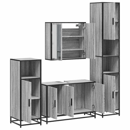 4 Piece Bathroom Furniture Set Grey Sonoma Engineered Wood