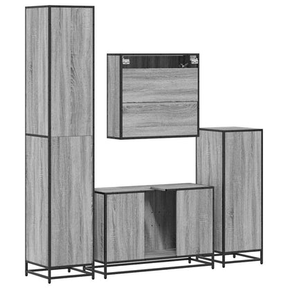 4 Piece Bathroom Furniture Set Grey Sonoma Engineered Wood