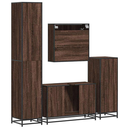 4 Piece Bathroom Furniture Set Brown Oak Engineered Wood