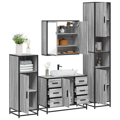 4 Piece Bathroom Furniture Set Grey Sonoma Engineered Wood