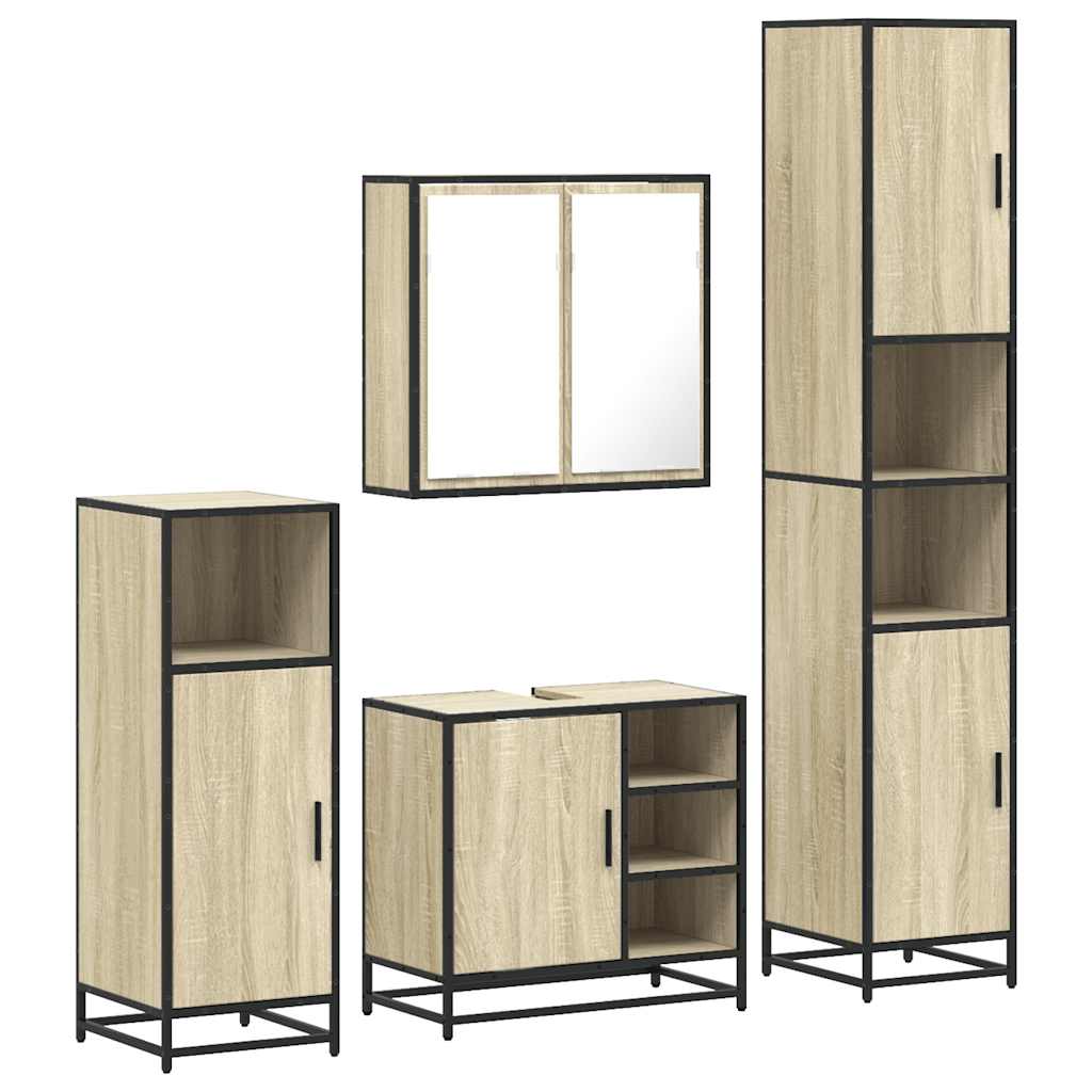 4 Piece Bathroom Furniture Set Sonoma Oak Engineered Wood