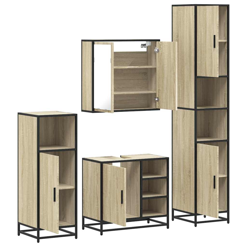 4 Piece Bathroom Furniture Set Sonoma Oak Engineered Wood