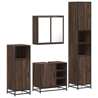 4 Piece Bathroom Furniture Set Brown Oak Engineered Wood