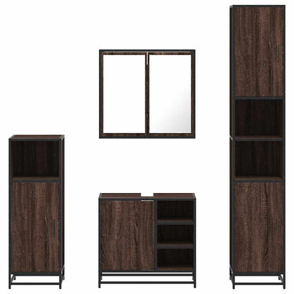 4 Piece Bathroom Furniture Set Brown Oak Engineered Wood