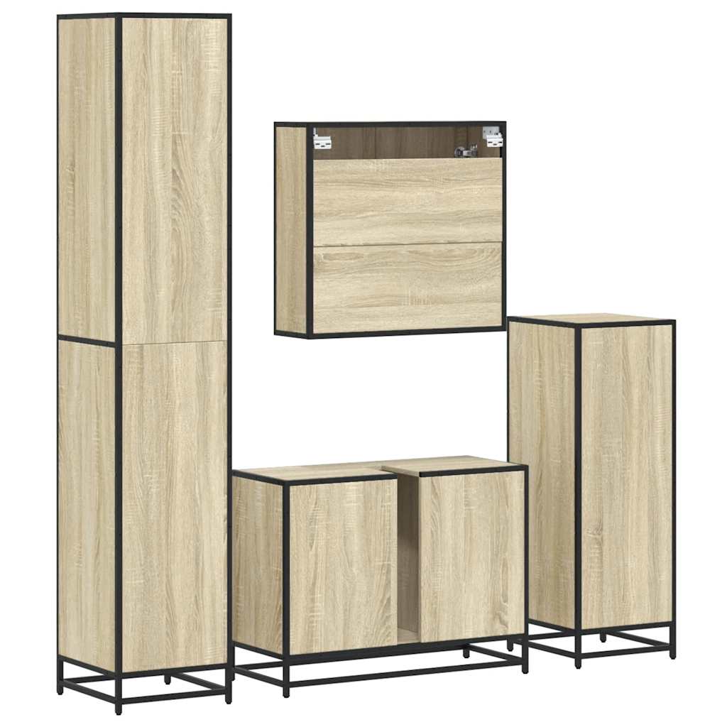 4 Piece Bathroom Furniture Set Sonoma Oak Engineered Wood