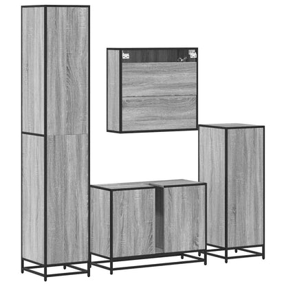 4 Piece Bathroom Furniture Set Grey Sonoma Engineered Wood