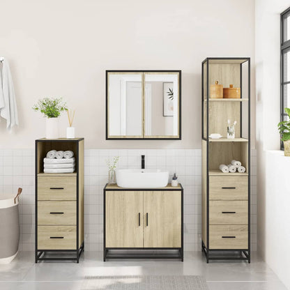 4 Piece Bathroom Furniture Set Sonoma Oak Engineered Wood