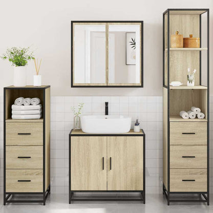 4 Piece Bathroom Furniture Set Sonoma Oak Engineered Wood