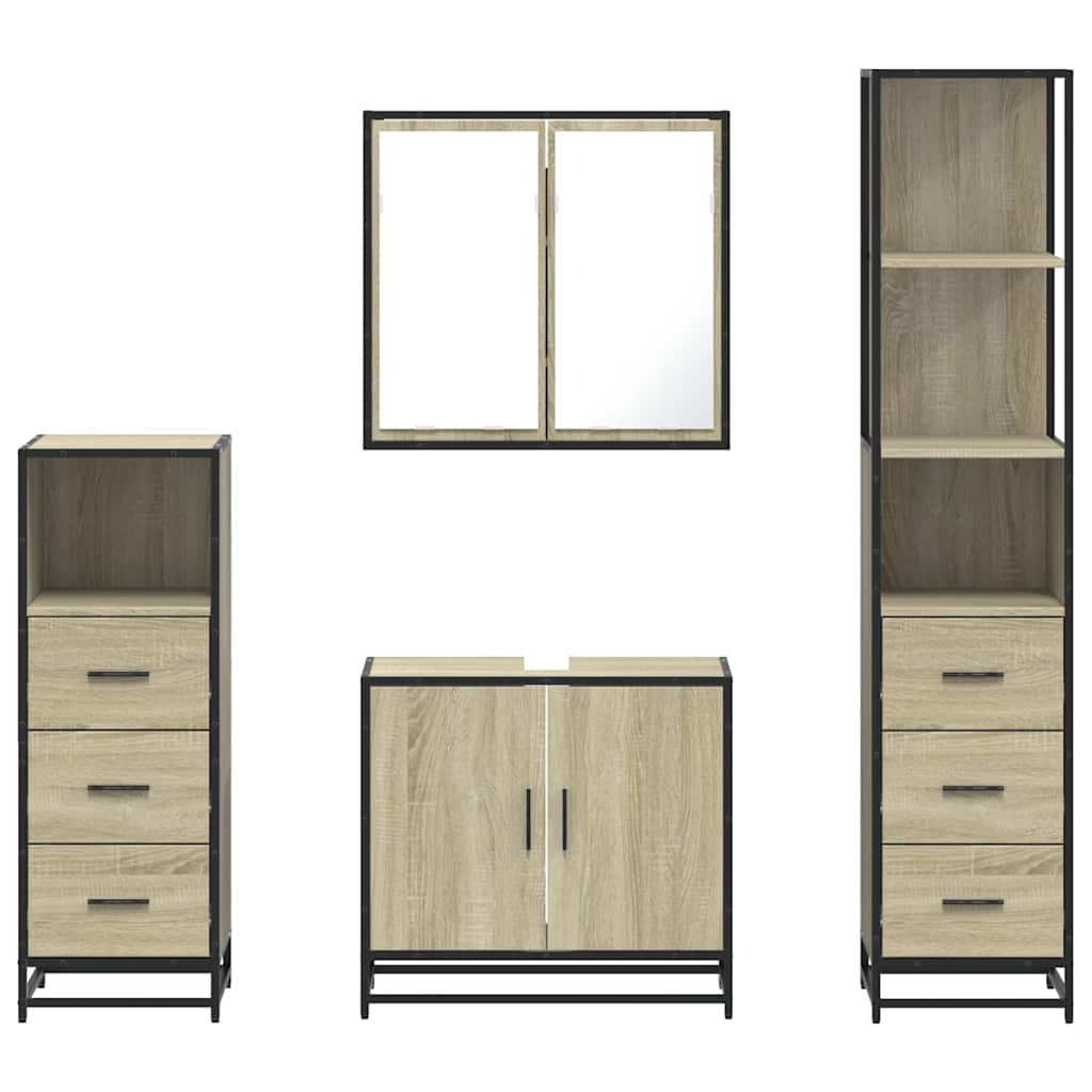 4 Piece Bathroom Furniture Set Sonoma Oak Engineered Wood