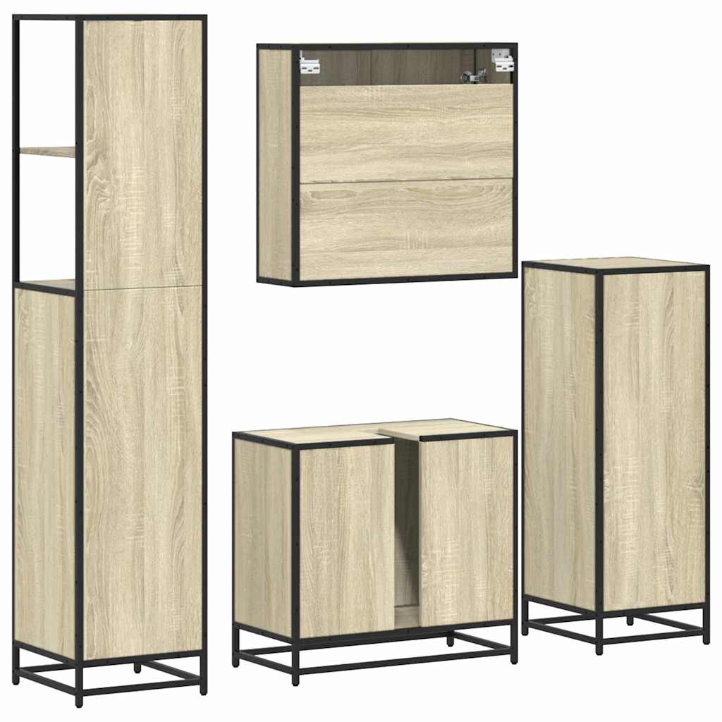 4 Piece Bathroom Furniture Set Sonoma Oak Engineered Wood