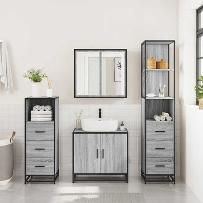 4 Piece Bathroom Furniture Set Grey Sonoma Engineered Wood