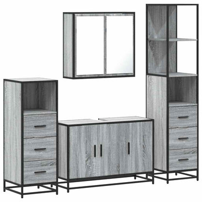 4 Piece Bathroom Furniture Set Grey Sonoma Engineered Wood