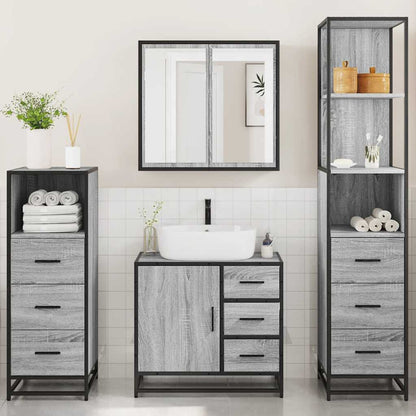 4 Piece Bathroom Furniture Set Grey Sonoma Engineered Wood