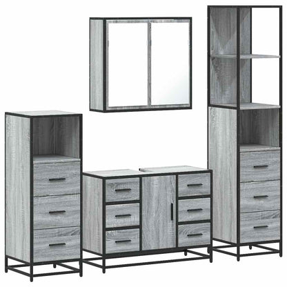 4 Piece Bathroom Furniture Set Grey Sonoma Engineered Wood