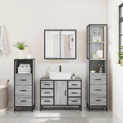 4 Piece Bathroom Furniture Set Grey Sonoma Engineered Wood