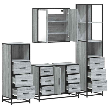 4 Piece Bathroom Furniture Set Grey Sonoma Engineered Wood