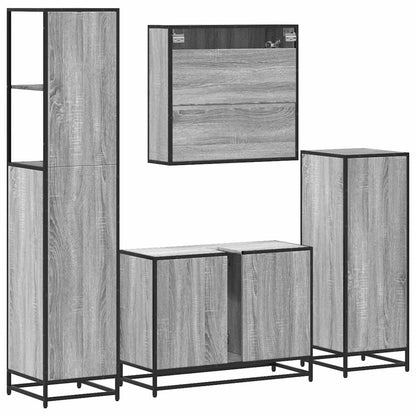 4 Piece Bathroom Furniture Set Grey Sonoma Engineered Wood