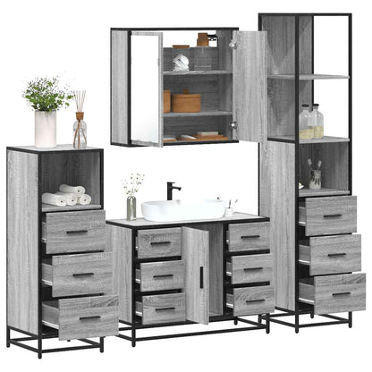 4 Piece Bathroom Furniture Set Grey Sonoma Engineered Wood