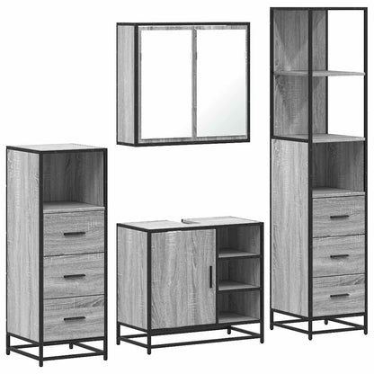 4 Piece Bathroom Furniture Set Grey Sonoma Engineered Wood