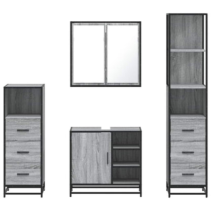 4 Piece Bathroom Furniture Set Grey Sonoma Engineered Wood