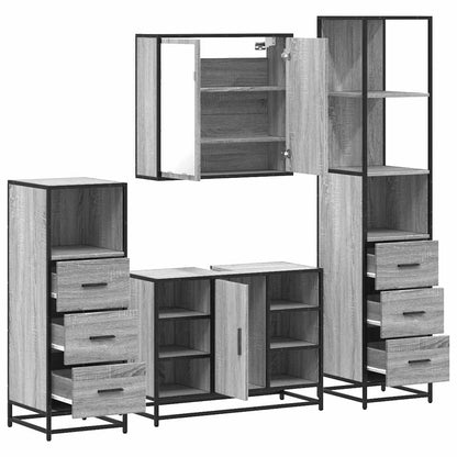 4 Piece Bathroom Furniture Set Grey Sonoma Engineered Wood