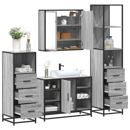 4 Piece Bathroom Furniture Set Grey Sonoma Engineered Wood