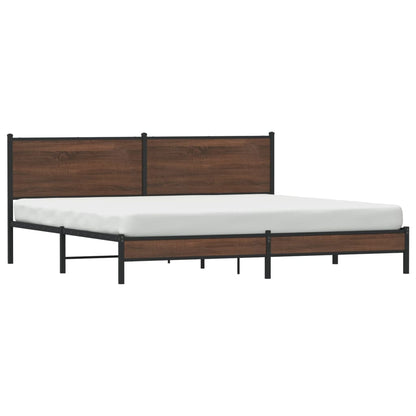 Metal Bed Frame without Mattress Brown Oak 193x203 cm