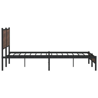 Metal Bed Frame without Mattress Brown Oak 193x203 cm