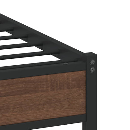 Metal Bed Frame without Mattress Brown Oak 193x203 cm