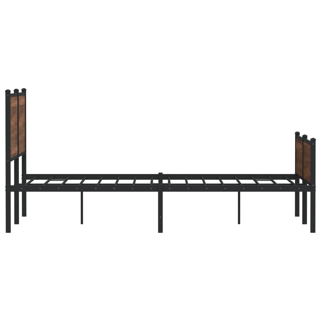 Metal Bed Frame without Mattress Brown Oak 150x200 cm King Size