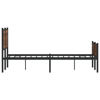 Metal Bed Frame without Mattress Brown Oak 150x200 cm King Size