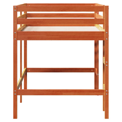 Kids' Loft Bed with Ladder Wax Brown 90x190 cm Solid Wood Pine