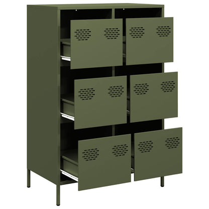 Highboard Olive Green 68x39x101.5 cm Steel