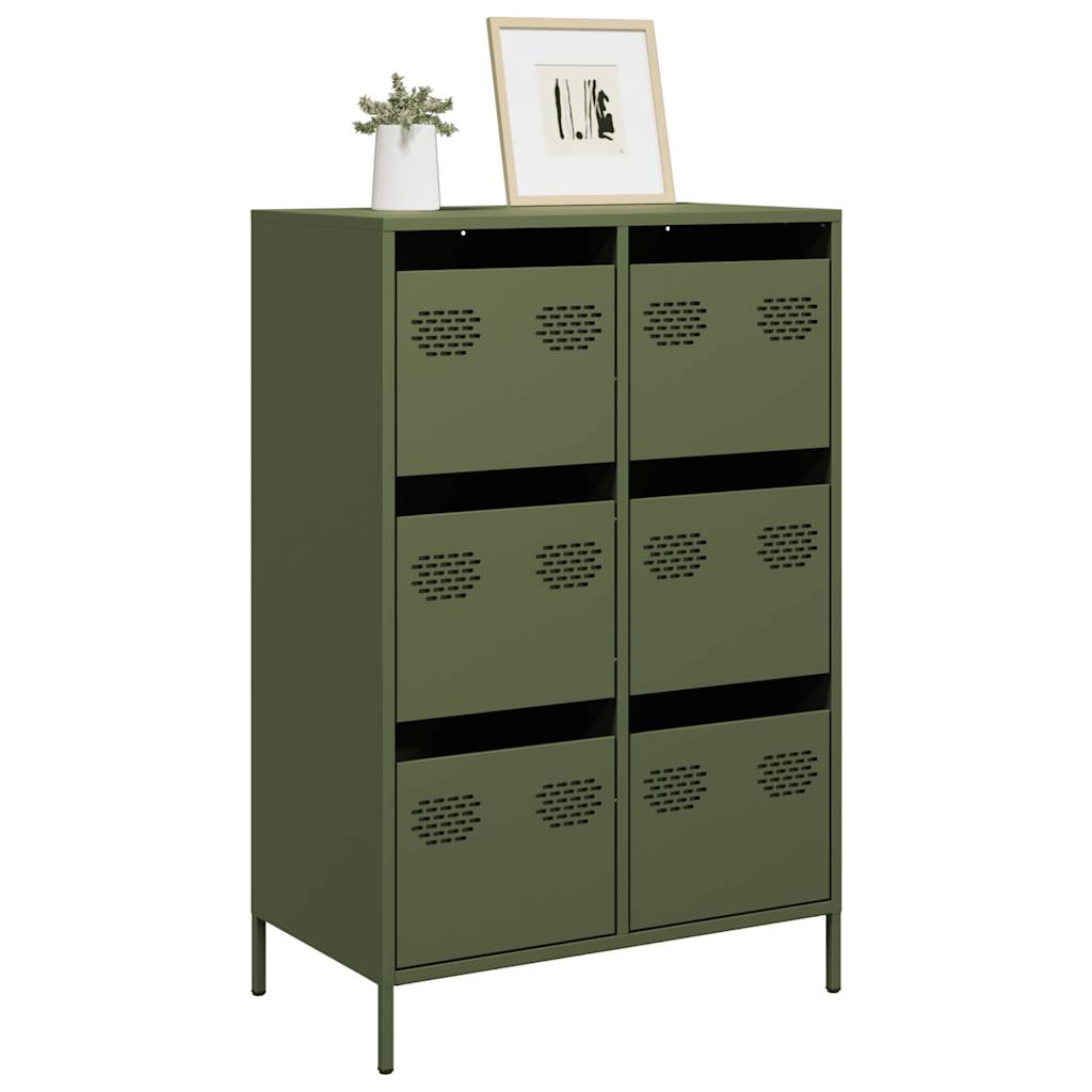 Highboard Olive Green 68x39x101.5 cm Steel