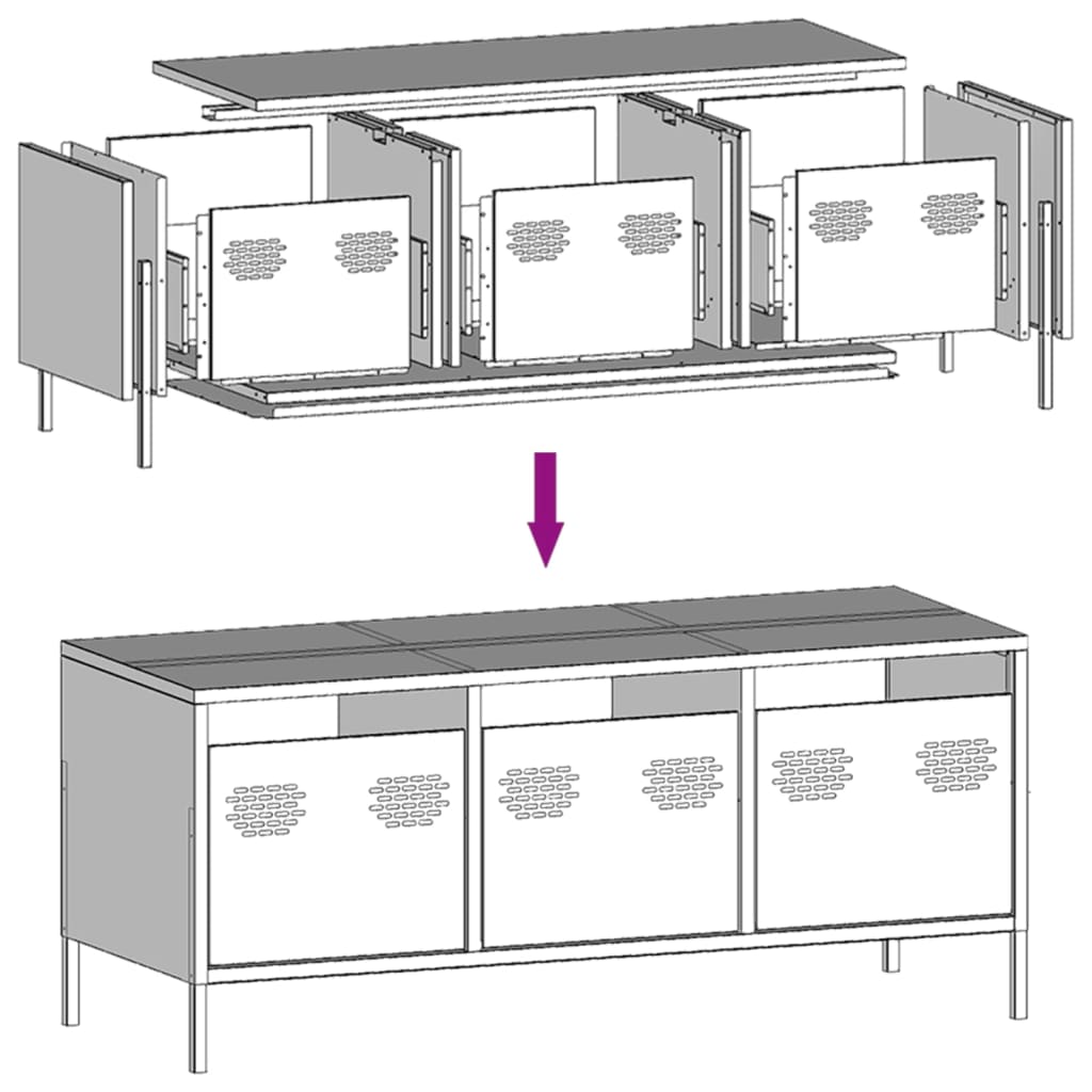 TV Cabinet Pink 101.5x39x43.5 cm Cold-rolled Steel