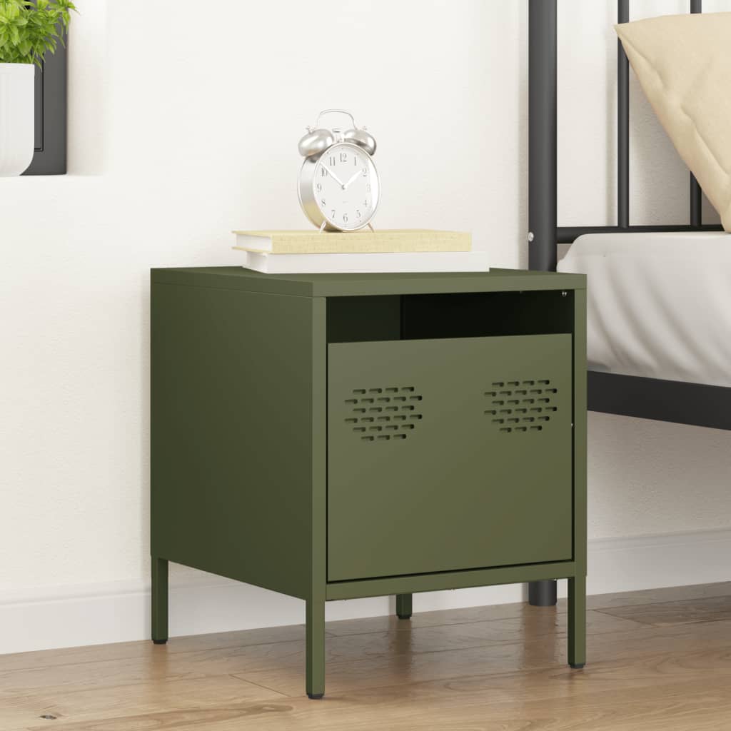 Bedside Cabinet Olive Green 35x39x43.5 cm Steel