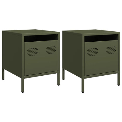 Bedside Cabinets 2 pcs Olive Green 35x39x43.5 cm Steel